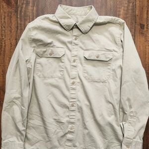 American Eagle Outfitters Mens Heavy Khaki Long Sleeve  Button Up Shirt Size XL